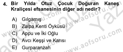 Mitoloji ve Din Dersi 2024 - 2025 Yılı Yaz Okulu Sınav Soruları 4. Soru