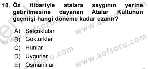 Mitoloji ve Din Dersi 2025 - 2026 Yılı (Vize) Ara Sınav Soruları 10. Soru
