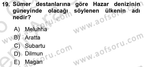 Mitoloji ve Din Dersi 2025 - 2026 Yılı (Vize) Ara Sınav Soruları 19. Soru
