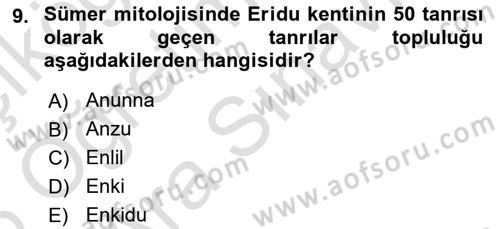 Mitoloji ve Din Dersi 2025 - 2026 Yılı (Vize) Ara Sınav Soruları 9. Soru
