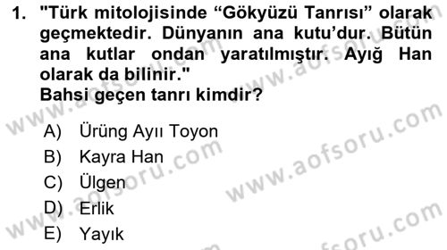 Mitoloji ve Din Dersi 2025 - 2026 Yılı (Final) Dönem Sonu Sınav Soruları 1. Soru