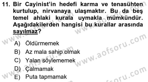 Mitoloji ve Din Dersi 2025 - 2026 Yılı (Final) Dönem Sonu Sınav Soruları 11. Soru