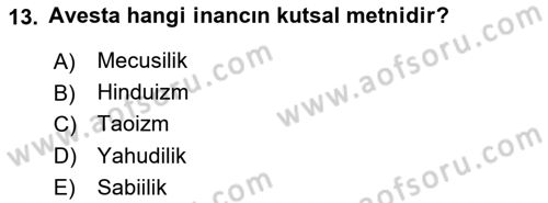 Mitoloji ve Din Dersi 2025 - 2026 Yılı (Final) Dönem Sonu Sınav Soruları 13. Soru