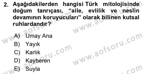 Mitoloji ve Din Dersi 2025 - 2026 Yılı (Final) Dönem Sonu Sınav Soruları 2. Soru