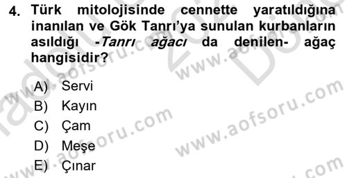 Mitoloji ve Din Dersi 2025 - 2026 Yılı (Final) Dönem Sonu Sınav Soruları 4. Soru