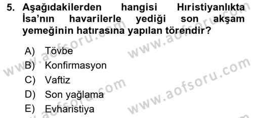 Mitoloji ve Din Dersi 2025 - 2026 Yılı (Final) Dönem Sonu Sınav Soruları 5. Soru