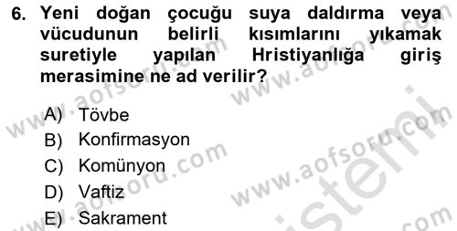 Mitoloji ve Din Dersi 2025 - 2026 Yılı (Final) Dönem Sonu Sınav Soruları 6. Soru