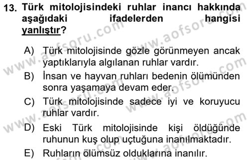 Mitoloji ve Din Dersi 2025 - 2026 Yılı Yaz Okulu Sınav Soruları 13. Soru