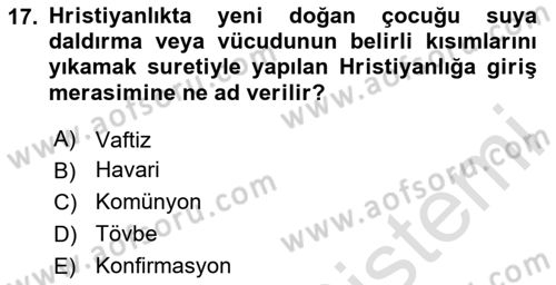 Mitoloji ve Din Dersi 2025 - 2026 Yılı Yaz Okulu Sınav Soruları 17. Soru