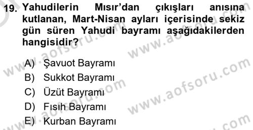 Mitoloji ve Din Dersi 2025 - 2026 Yılı Yaz Okulu Sınav Soruları 19. Soru