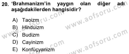 Mitoloji ve Din Dersi 2025 - 2026 Yılı Yaz Okulu Sınav Soruları 20. Soru