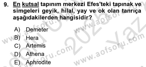 Mitoloji ve Din Dersi 2025 - 2026 Yılı Yaz Okulu Sınav Soruları 9. Soru