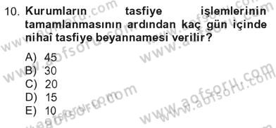 Türk Vergi Sistemi Dersi 2012 - 2013 Yılı Tek Ders Sınav Soruları 10. Soru