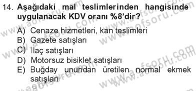 Türk Vergi Sistemi Dersi 2012 - 2013 Yılı Tek Ders Sınav Soruları 14. Soru