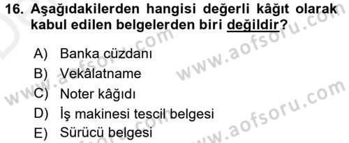 Türk Vergi Sistemi Dersi 2015 - 2016 Yılı Tek Ders Sınavı 16. Soru