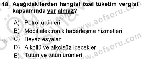 Türk Vergi Sistemi Dersi 2022 - 2023 Yılı Yaz Okulu Sınavı 18. Soru