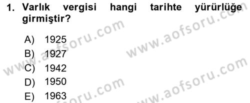 Türk Vergi Sistemi Dersi 2025 - 2026 Yılı (Vize) Ara Sınav Soruları 1. Soru