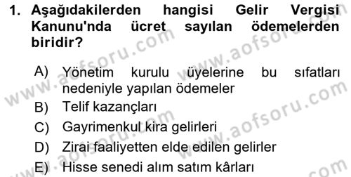 Türk Vergi Sistemi Dersi 2025 - 2026 Yılı (Final) Dönem Sonu Sınav Soruları 1. Soru