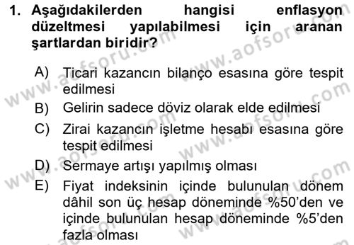 Türk Vergi Sistemi Dersi 2025 - 2026 Yılı Yaz Okulu Sınav Soruları 1. Soru