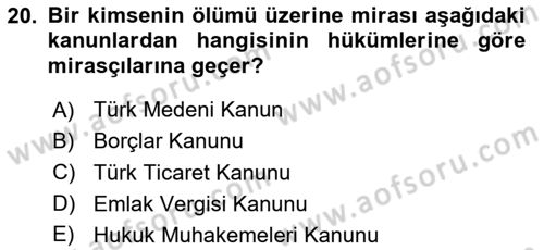 Türk Vergi Sistemi Dersi 2025 - 2026 Yılı Yaz Okulu Sınav Soruları 20. Soru