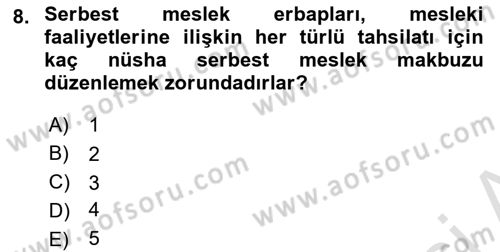 Türk Vergi Sistemi Dersi 2025 - 2026 Yılı Yaz Okulu Sınav Soruları 8. Soru
