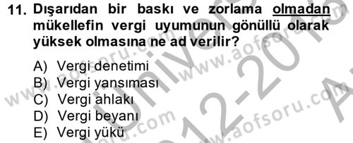 Vergi Teorisi Dersi 2012 - 2013 Yılı (Vize) Ara Sınav Soruları 11. Soru