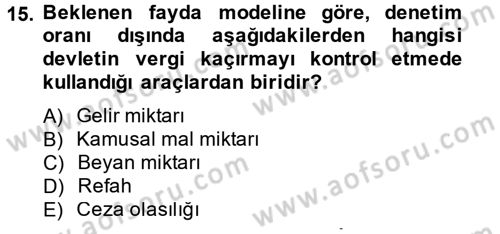 Vergi Teorisi Dersi 2012 - 2013 Yılı (Vize) Ara Sınav Soruları 15. Soru