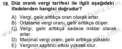 Vergi Teorisi Dersi 2012 - 2013 Yılı (Vize) Ara Sınav Soruları 18. Soru