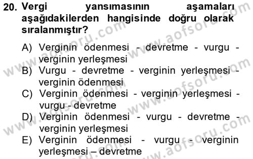 Vergi Teorisi Dersi 2012 - 2013 Yılı (Vize) Ara Sınav Soruları 20. Soru