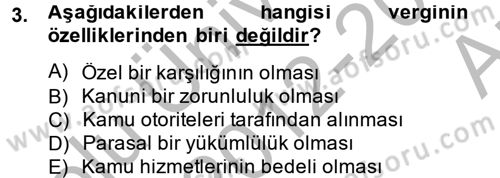 Vergi Teorisi Dersi 2012 - 2013 Yılı (Vize) Ara Sınav Soruları 3. Soru