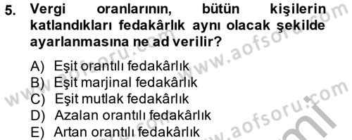 Vergi Teorisi Dersi 2012 - 2013 Yılı (Vize) Ara Sınav Soruları 5. Soru