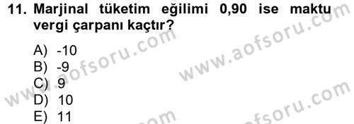 Vergi Teorisi Dersi 2012 - 2013 Yılı (Final) Dönem Sonu Sınav Soruları 11. Soru