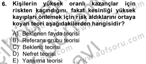 Vergi Teorisi Dersi 2012 - 2013 Yılı (Final) Dönem Sonu Sınav Soruları 6. Soru