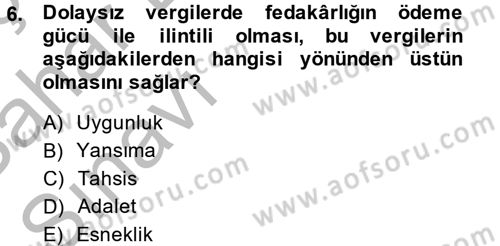 Vergi Teorisi Dersi 2013 - 2014 Yılı (Vize) Ara Sınavı 6. Soru