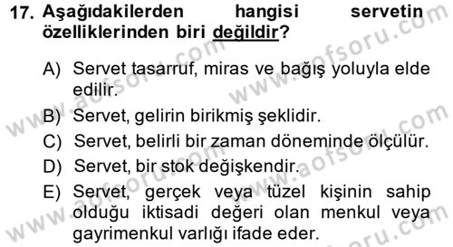 Vergi Teorisi Dersi 2013 - 2014 Yılı (Final) Dönem Sonu Sınavı 17. Soru