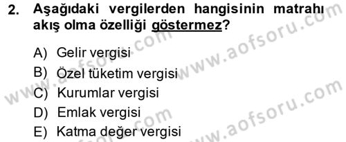 Vergi Teorisi Dersi 2013 - 2014 Yılı (Final) Dönem Sonu Sınav Soruları 2. Soru