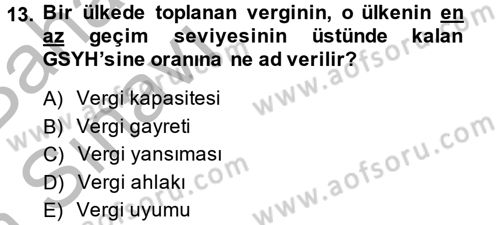 Vergi Teorisi Dersi 2014 - 2015 Yılı (Vize) Ara Sınavı 13. Soru