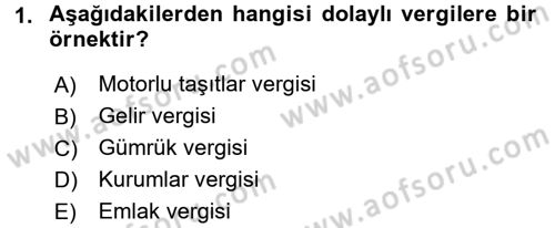 Vergi Teorisi Dersi 2015 - 2016 Yılı (Vize) Ara Sınav Soruları 1. Soru