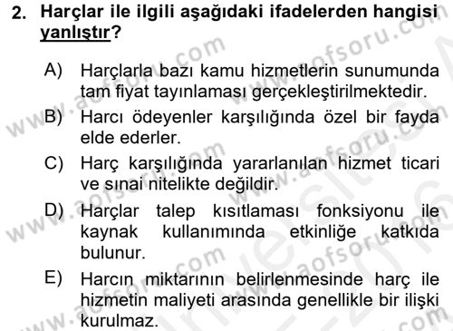 Vergi Teorisi Dersi 2015 - 2016 Yılı (Vize) Ara Sınav Soruları 2. Soru