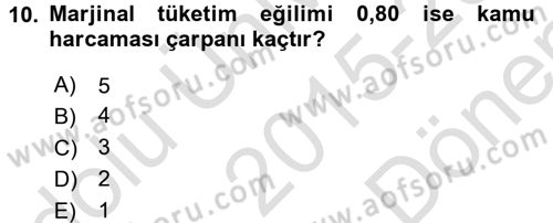 Vergi Teorisi Dersi 2015 - 2016 Yılı (Final) Dönem Sonu Sınav Soruları 10. Soru