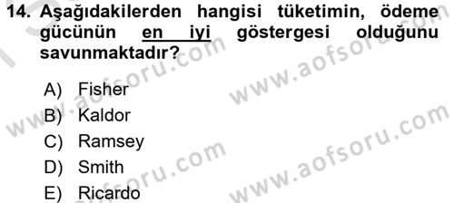 Vergi Teorisi Dersi 2015 - 2016 Yılı (Final) Dönem Sonu Sınav Soruları 14. Soru