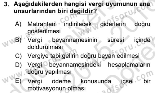 Vergi Teorisi Dersi 2015 - 2016 Yılı (Final) Dönem Sonu Sınav Soruları 3. Soru
