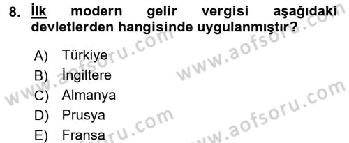 Vergi Teorisi Dersi 2016 - 2017 Yılı (Vize) Ara Sınav Soruları 8. Soru