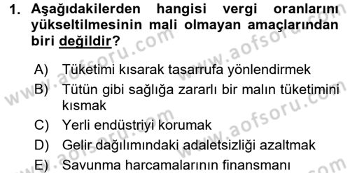 Vergi Teorisi Dersi 2017 - 2018 Yılı (Vize) Ara Sınav Soruları 1. Soru