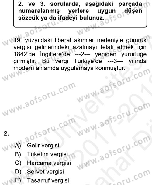 Vergi Teorisi Dersi 2017 - 2018 Yılı (Vize) Ara Sınav Soruları 2. Soru