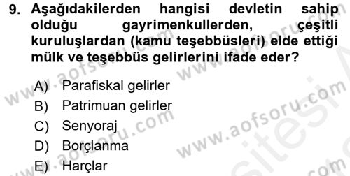 Vergi Teorisi Dersi 2017 - 2018 Yılı (Vize) Ara Sınav Soruları 9. Soru