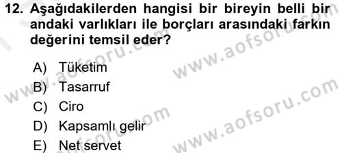 Vergi Teorisi Dersi 2017 - 2018 Yılı (Final) Dönem Sonu Sınav Soruları 12. Soru
