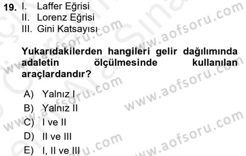 Vergi Teorisi Dersi 2018 - 2019 Yılı (Vize) Ara Sınav Soruları 19. Soru