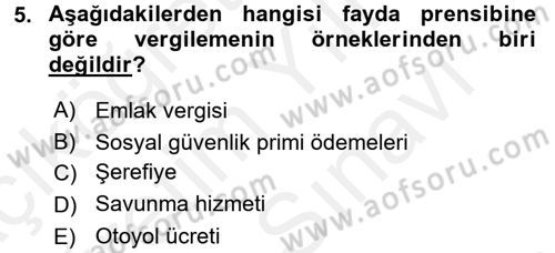 Vergi Teorisi Dersi 2018 - 2019 Yılı (Vize) Ara Sınav Soruları 5. Soru