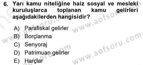 Vergi Teorisi Dersi 2018 - 2019 Yılı (Vize) Ara Sınav Soruları 6. Soru